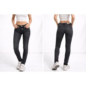 Pilcro Mid Rise Skinny Jeans Women's 26 Tall 26x29 Black Wash Made USA Stretch